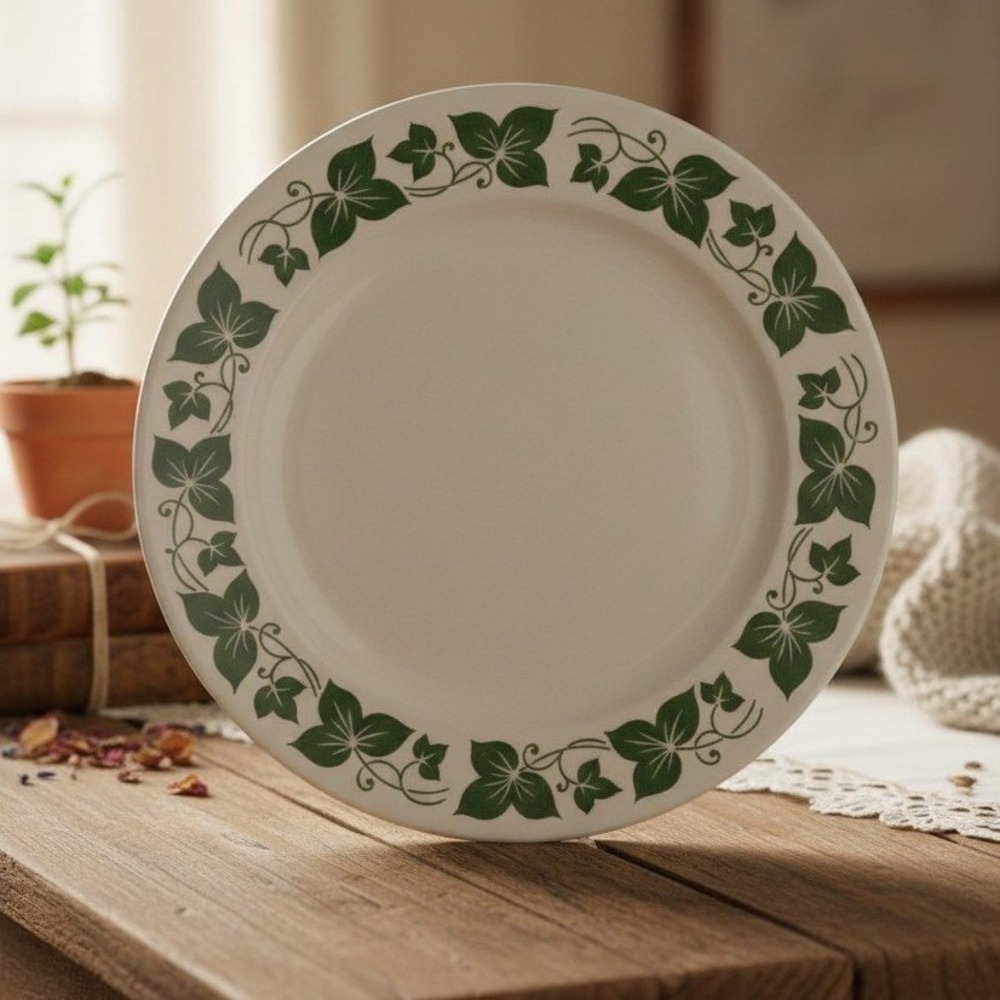 Homer Laughlin Debutante Green Ivy Dinner Plate Vintage USA 10 Inch *